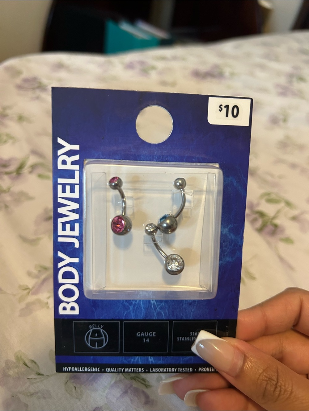 Pink and Clear Gem Belly Ring Set – Unbranded Stainless Steel Body Jewelry
